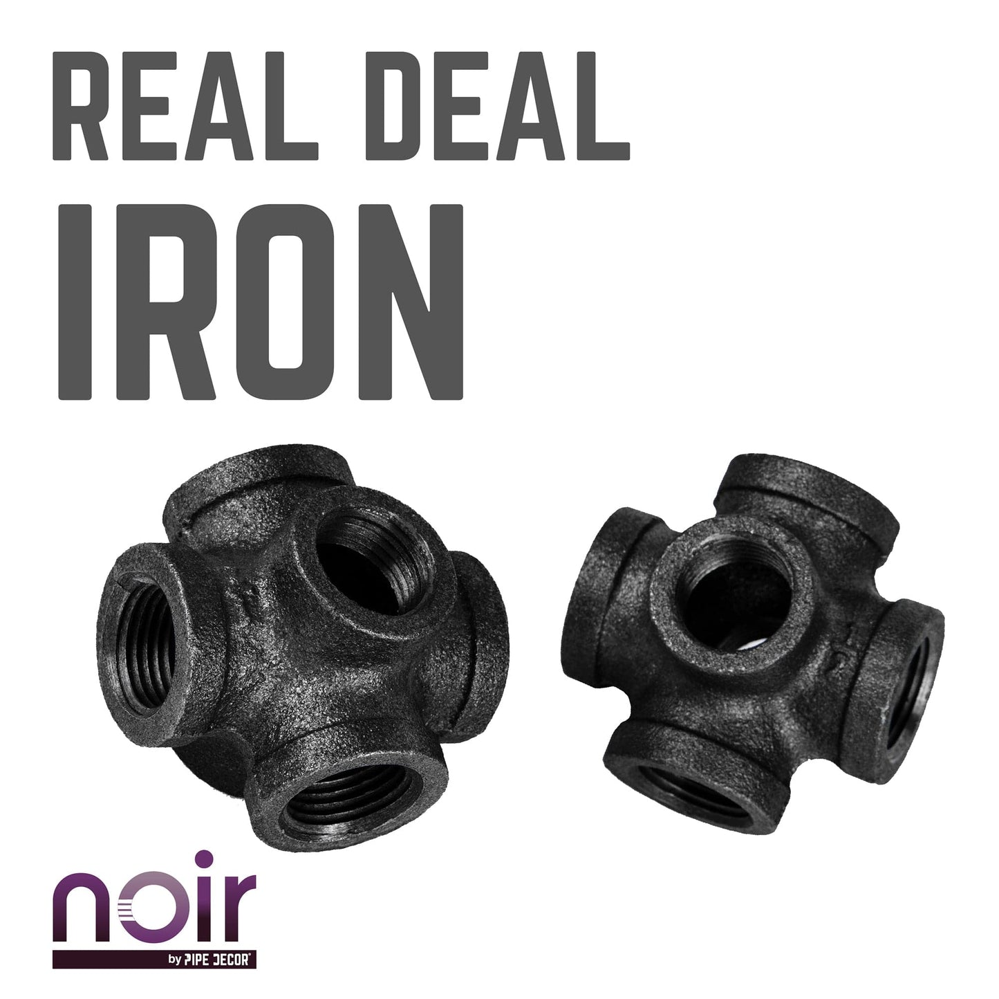 1/2 in. Prefinished Matte Black 6-Way Fitting PIPE DECOR