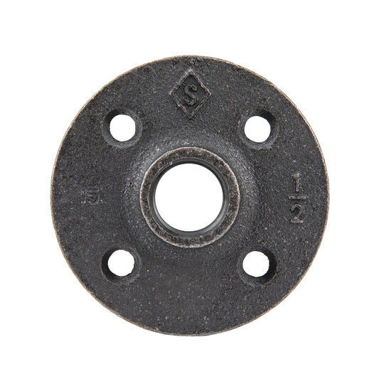 1/2 in. Prefinished Matte Black Floor Flange PIPE DECOR