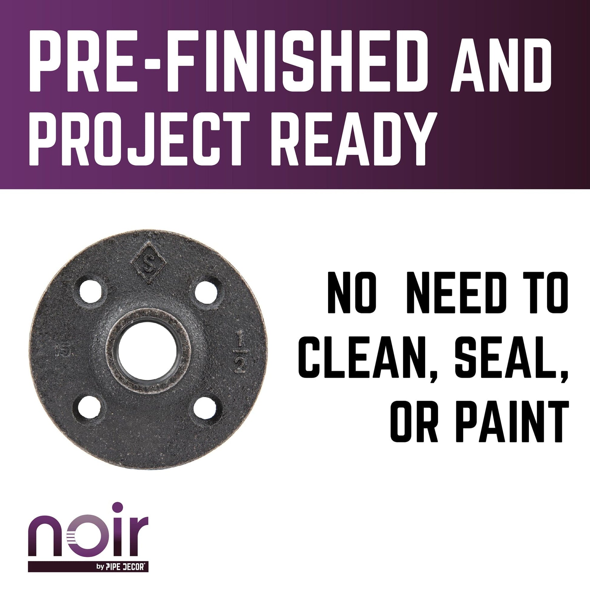 1/2 in. Prefinished Matte Black Floor Flange PIPE DECOR