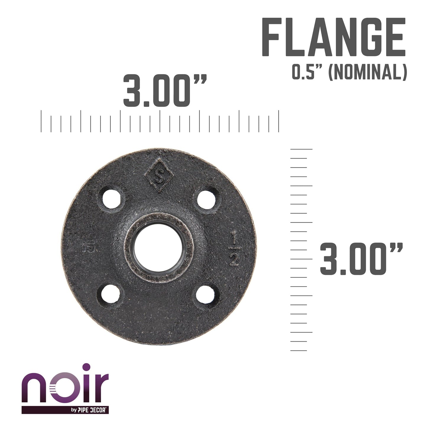 1/2 in. Prefinished Matte Black Floor Flange PIPE DECOR