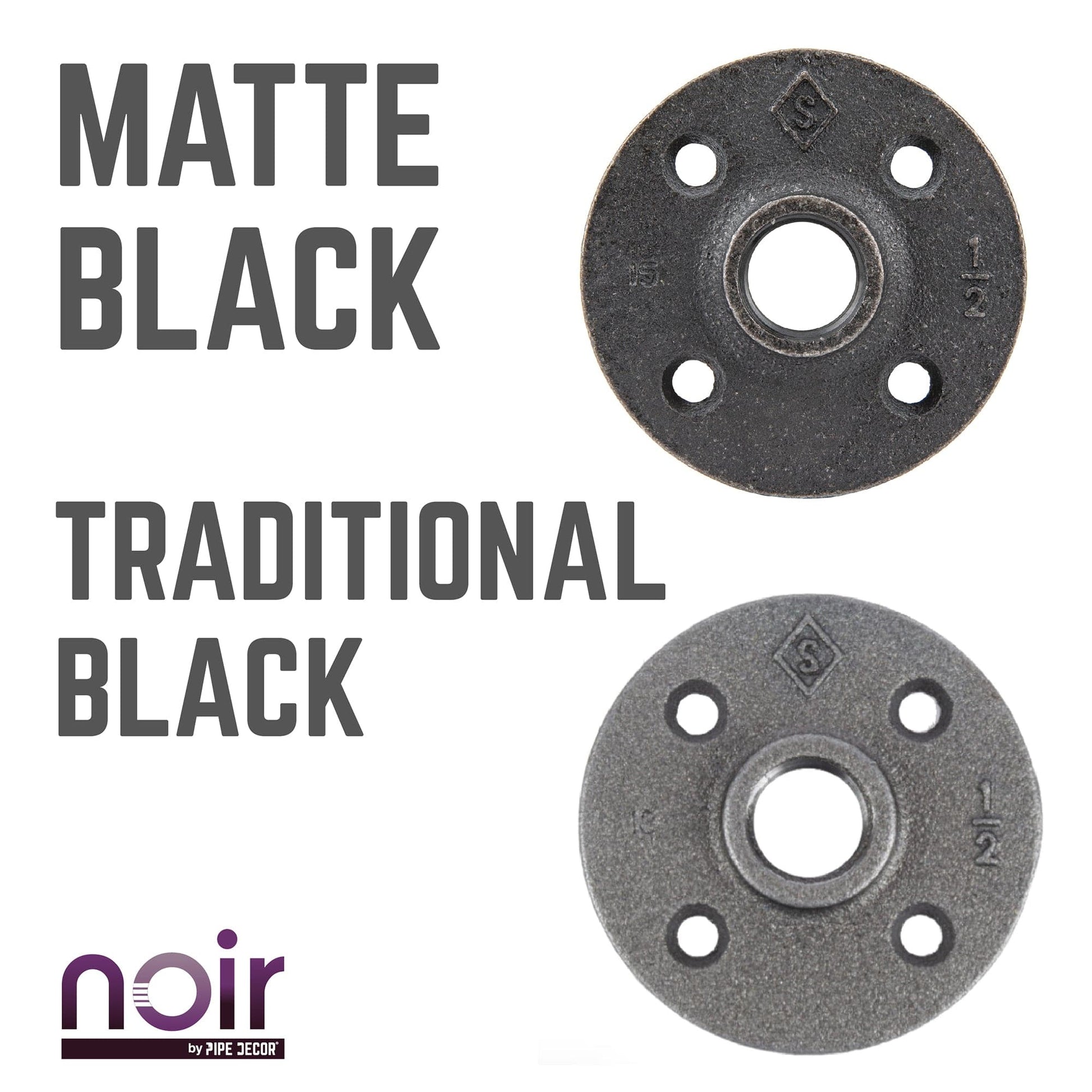1/2 in. Prefinished Matte Black Floor Flange PIPE DECOR