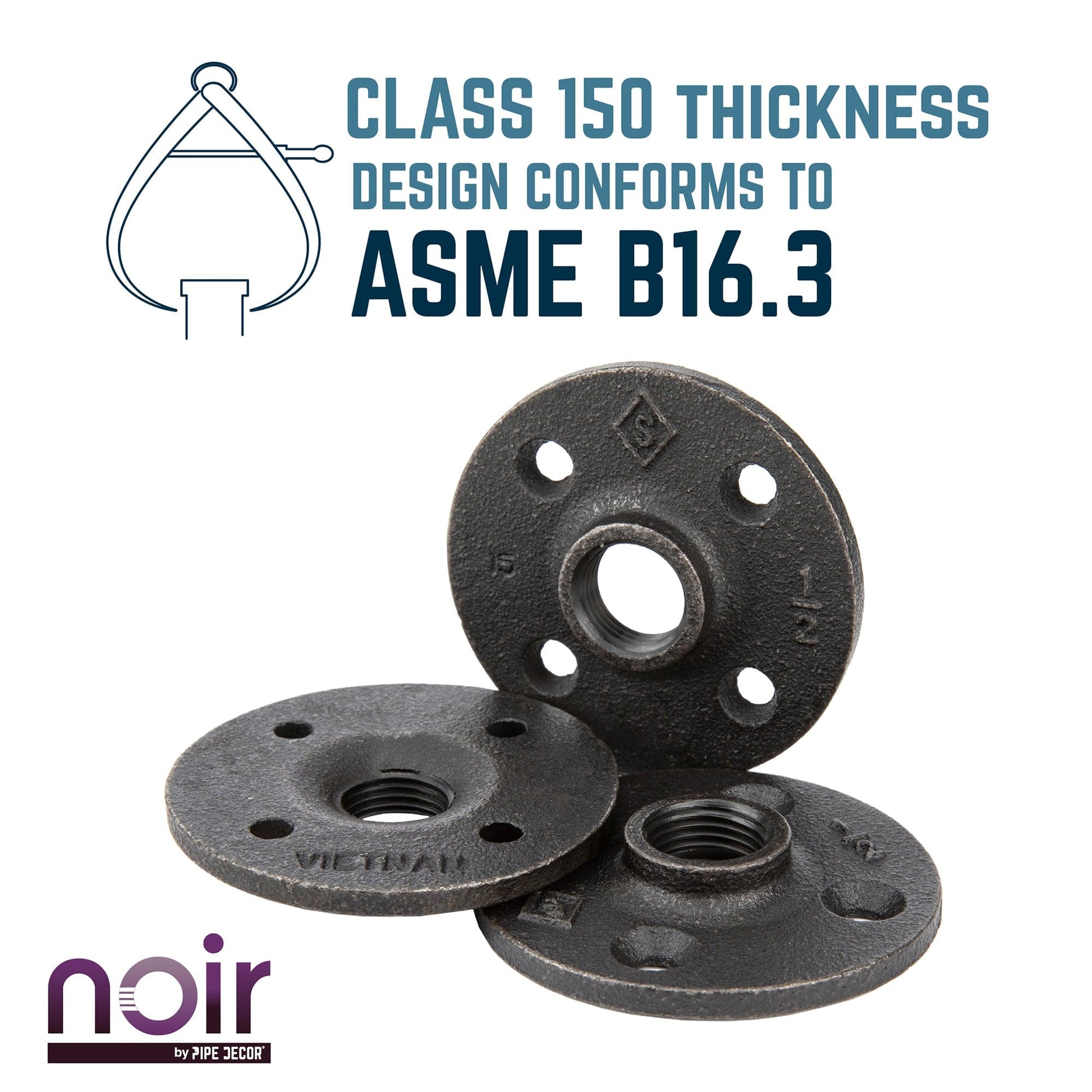 1/2 in. Prefinished Matte Black Floor Flange PIPE DECOR