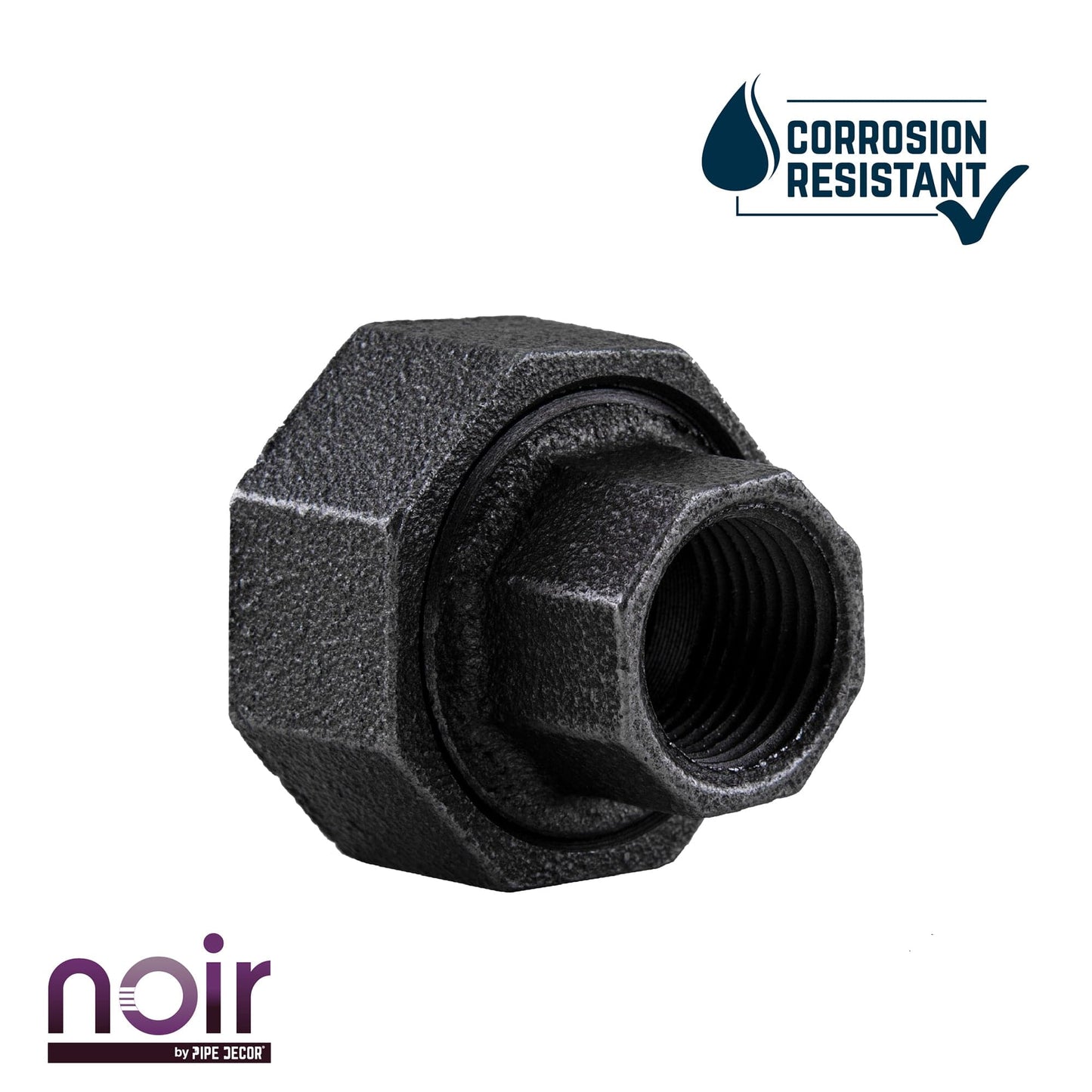 1/2 in. Prefinished Matte Black Union PIPE DECOR