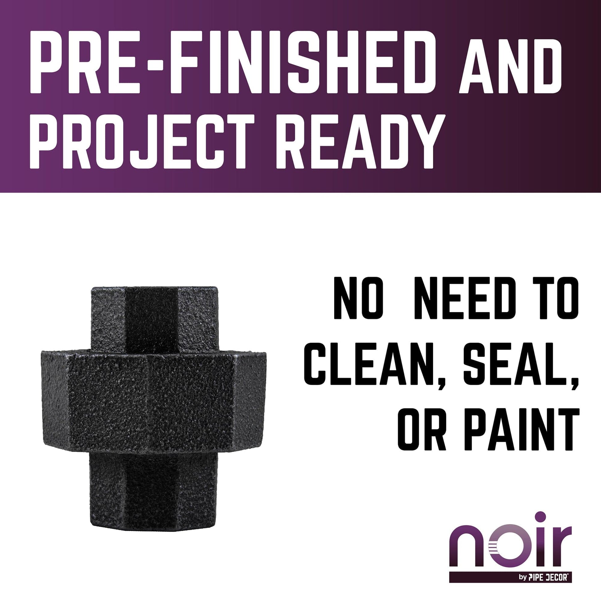 1/2 in. Prefinished Matte Black Union PIPE DECOR