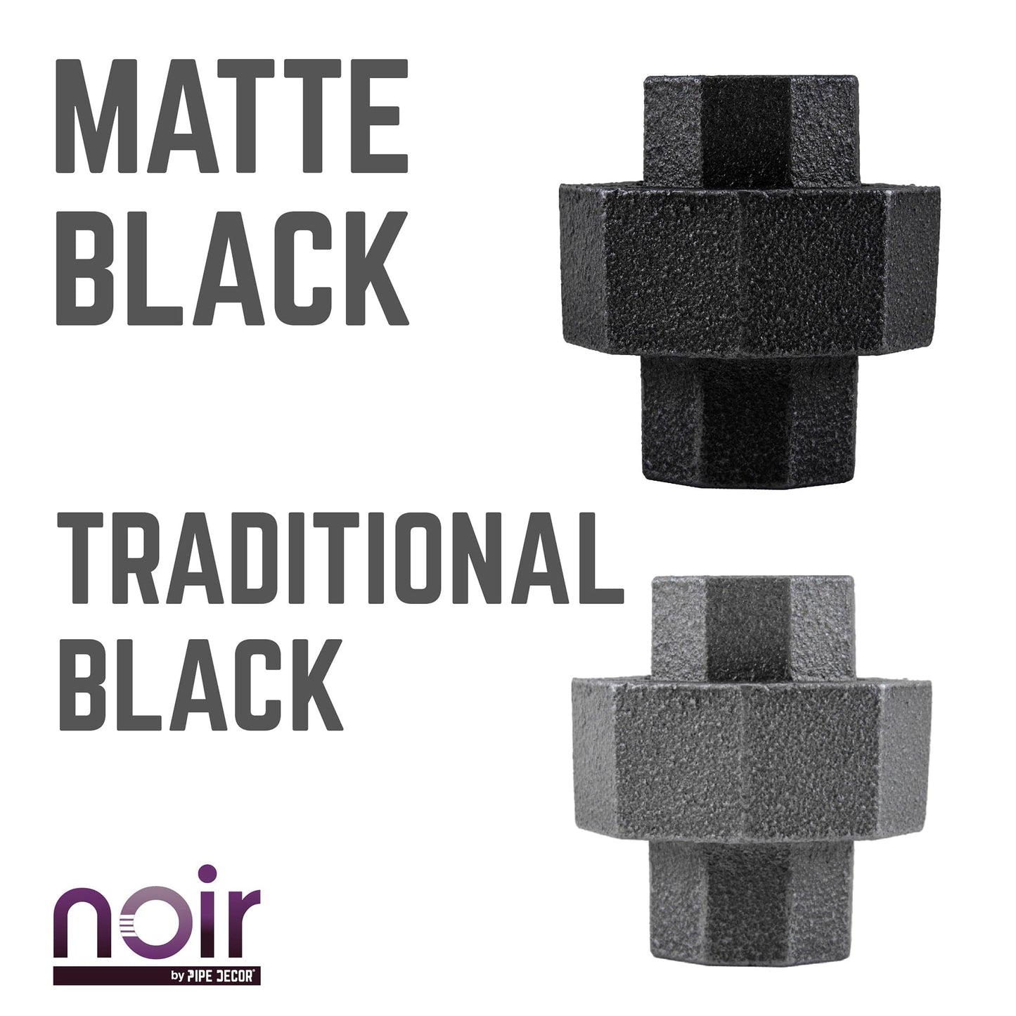 1/2 in. Prefinished Matte Black Union PIPE DECOR