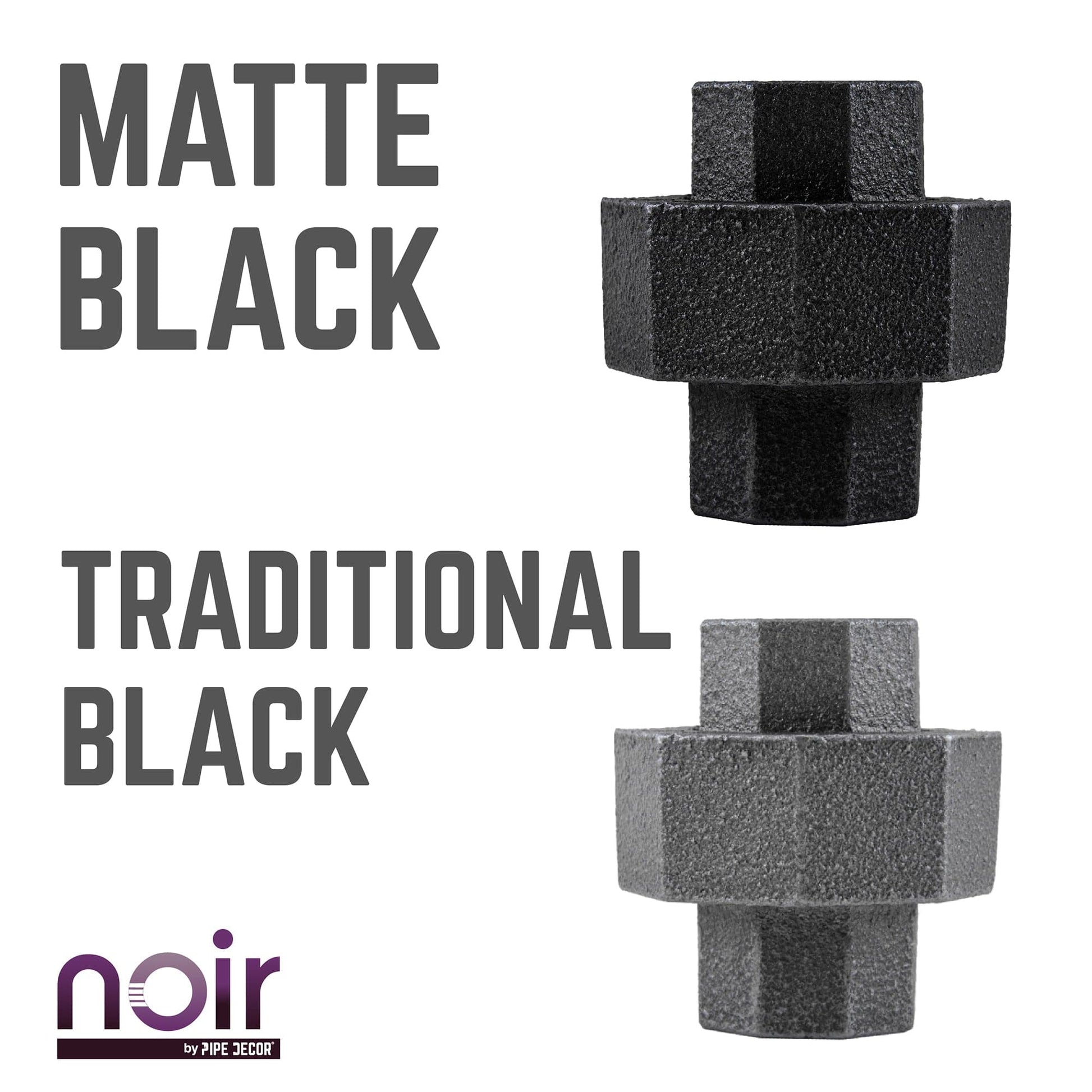 1/2 in. Prefinished Matte Black Union PIPE DECOR