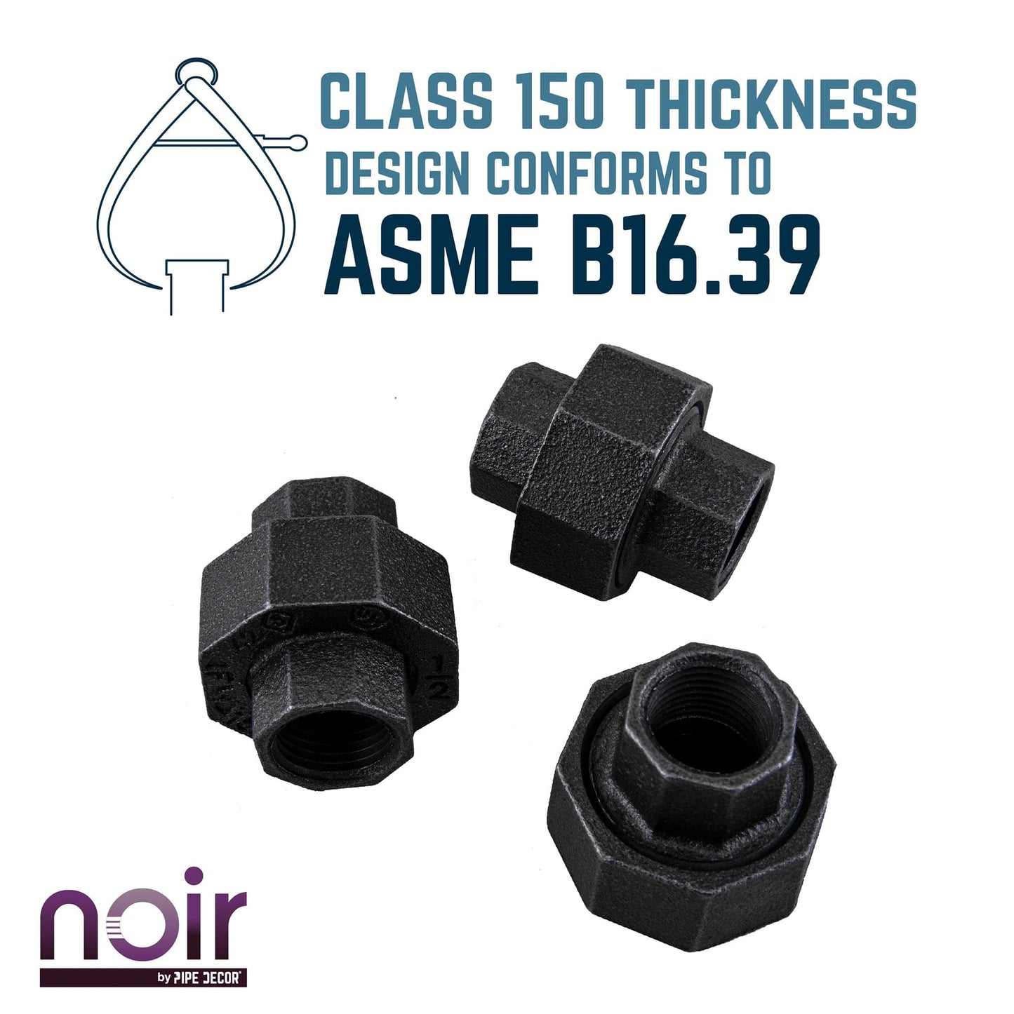 1/2 in. Prefinished Matte Black Union PIPE DECOR