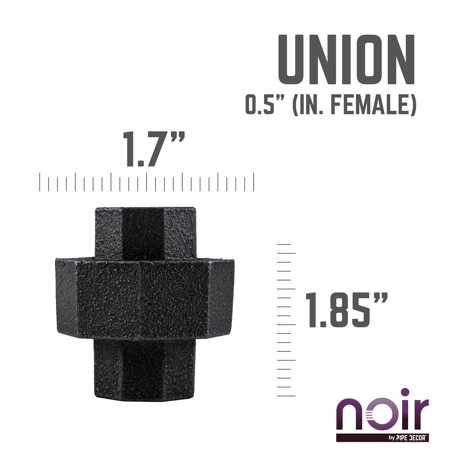 1/2 in. Prefinished Matte Black Union PIPE DECOR