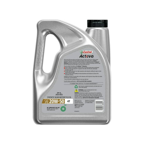 Castrol Actevo 4T 20W-50 Part Synthetic Motorcycle Oil, 1 Gallon EasyOptionXY LLC