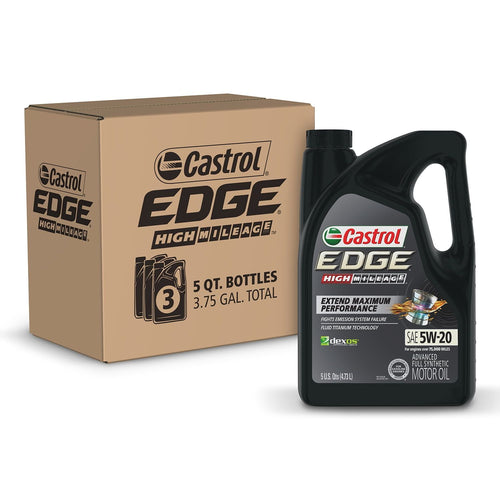 Castrol Edge High Mileage 5W-20 Advanced Full Synthetic Motor Oil, 5 Quarts, Case of 3 EasyOptionXY LLC