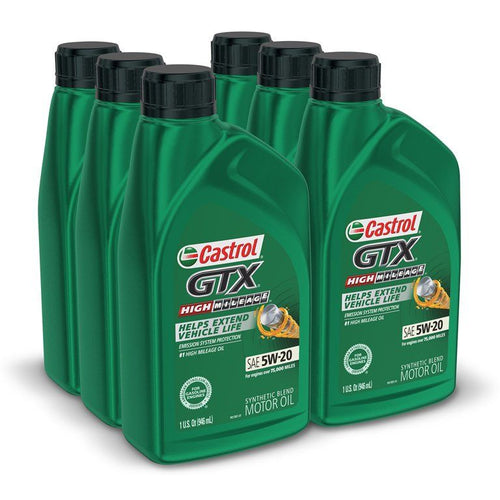 Castrol GTX High Mileage 5W-20 Synthetic Blend Motor Oil, 1 Quart, Case of 6 EasyOptionXY LLC