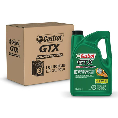 Castrol GTX High Mileage 10W-30 Synthetic Blend Motor Oil, 5 Quarts, Case of 3 EasyOptionXY LLC