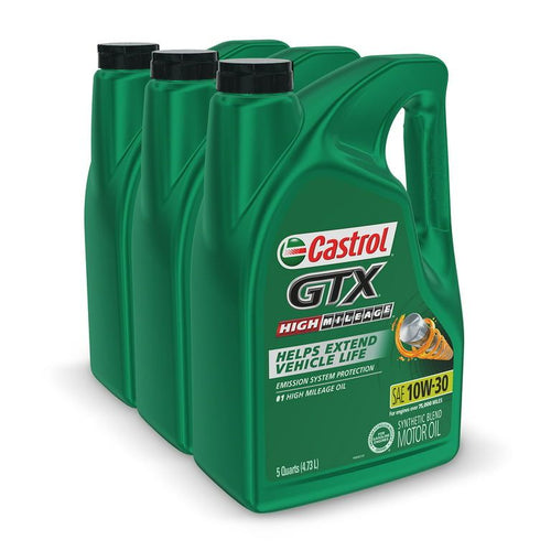 Castrol GTX High Mileage 10W-30 Synthetic Blend Motor Oil, 5 Quarts, Case of 3 EasyOptionXY LLC
