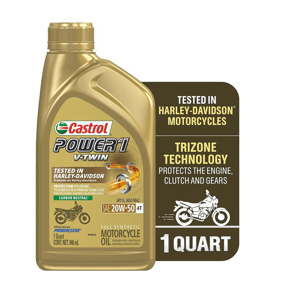 Castrol Power1 V-Twin 4T 20W-50 Full Synthetic Motorcycle Oil, 1 Quart EasyOptionXY LLC