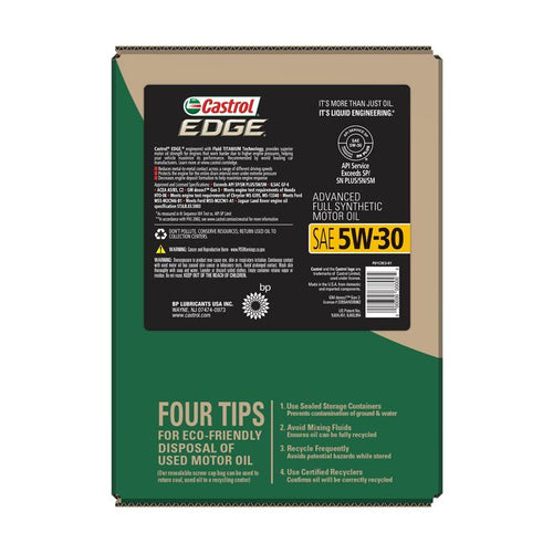 Castrol Edge 5W-30 Advanced Full Synthetic Motor Oil, 5 Quarts Eco Pack EasyOptionXY LLC