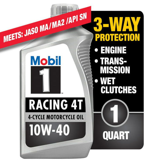 Mobil 1 Racing 4T Full Synthetic Motorcycle Oil 10W-40, 1 qt EasyOptionXY LLC