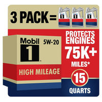 Mobil 1 High Mileage Full Synthetic Motor Oil 5W-20, 5 qt (3 Pack) EasyOptionXY LLC