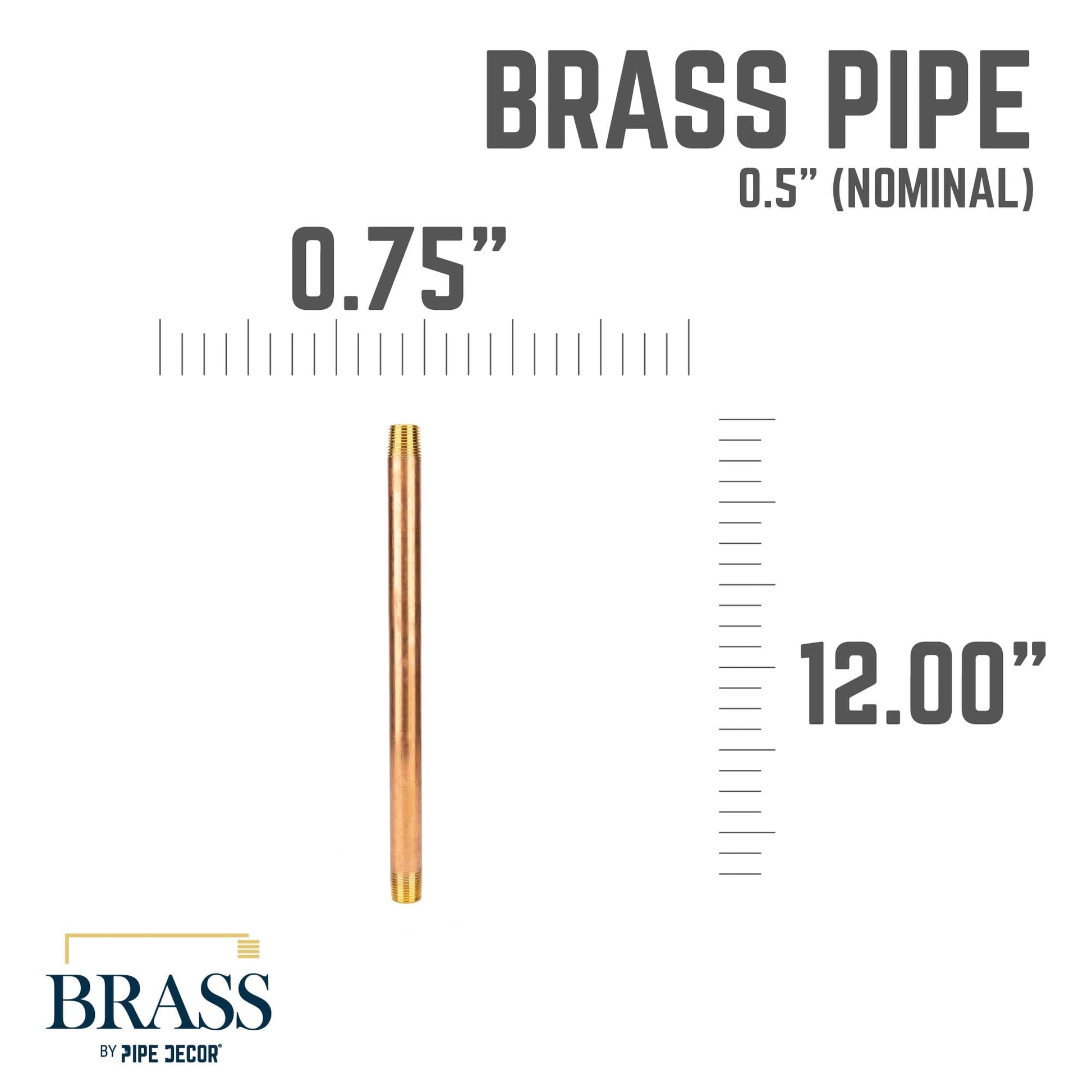 1/2 in. x 12 in. Red Brass Pipe PIPE DECOR