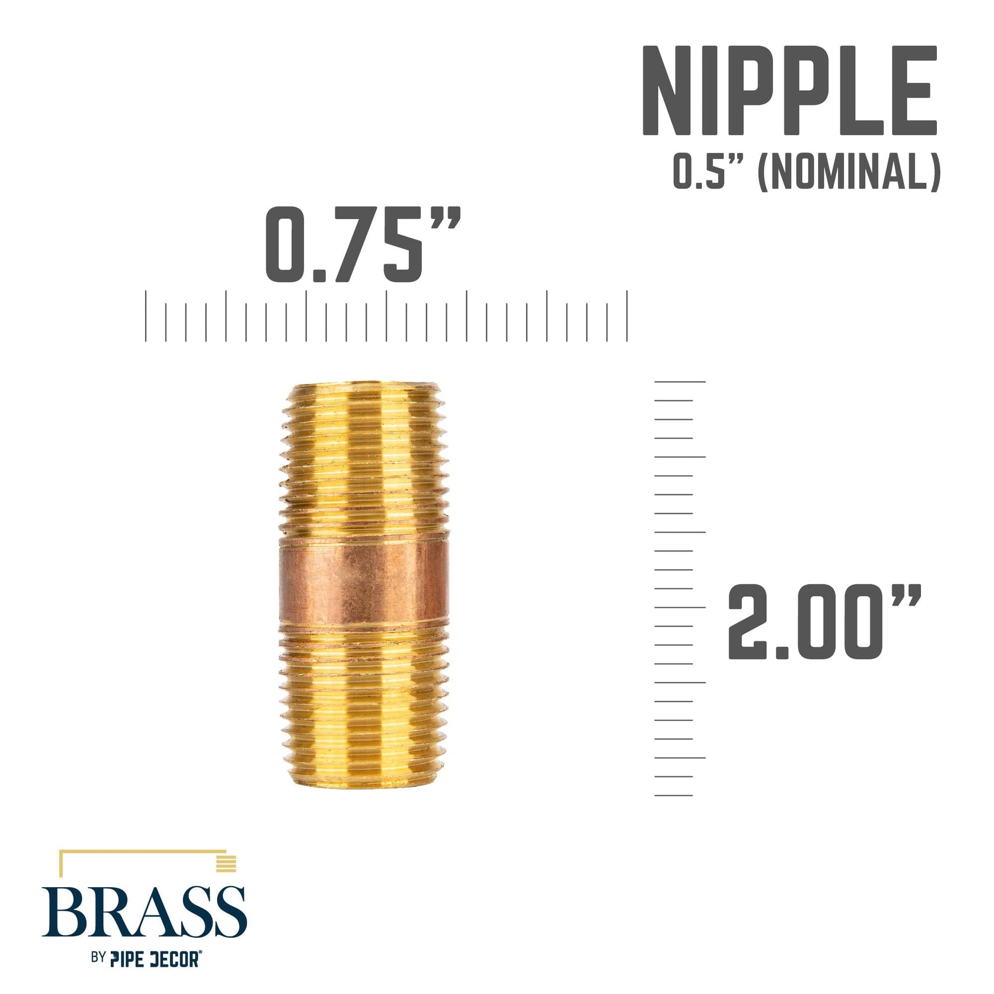 1/2 in. x 2 in. Red Brass Pipe PIPE DECOR