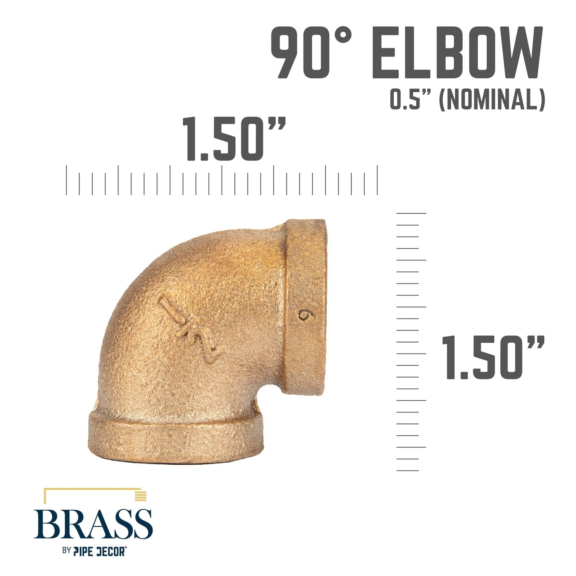 1/2 in. Red Brass 90 Degree Elbow PIPE DECOR