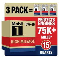 Mobil 1 High Mileage Full Synthetic Motor Oil 10W-40, 5 qt (3 Pack) EasyOptionXY LLC