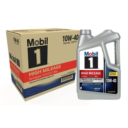 Mobil 1 High Mileage Full Synthetic Motor Oil 10W-40, 5 qt (3 Pack) EasyOptionXY LLC