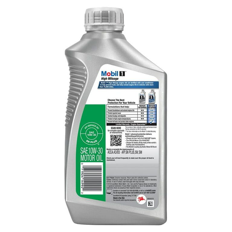 Mobil 1 High Mileage Full Synthetic Motor Oil 10W-30, 1 qt EasyOptionXY LLC