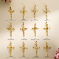 Floral Cross September Morning Glory Birth Flower Necklace