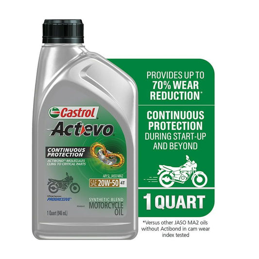 Castrol Actevo 4T 20W-50 Part Synthetic Motorcycle Oil, 1 Quart EasyOptionXY LLC