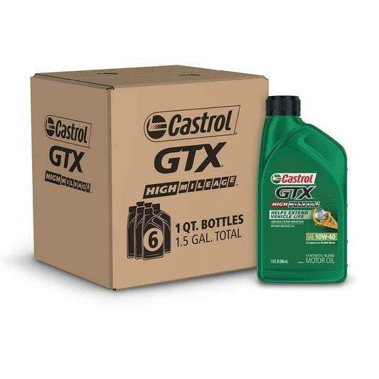 Castrol GTX High Mileage 10W-40 Synthetic Blend Motor Oil, 1 Quart, Case of 6 EasyOptionXY LLC