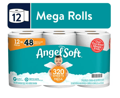 Angel Soft Toilet Paper; 12 Mega Rolls EasyOptionXY LLC