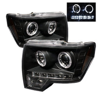 Spyder Ford F150 09-14 Projector Headlights Halogen Model- LED Halo LED Blk PRO-YD-FF15009-HL-BK OffRoadUSA.com