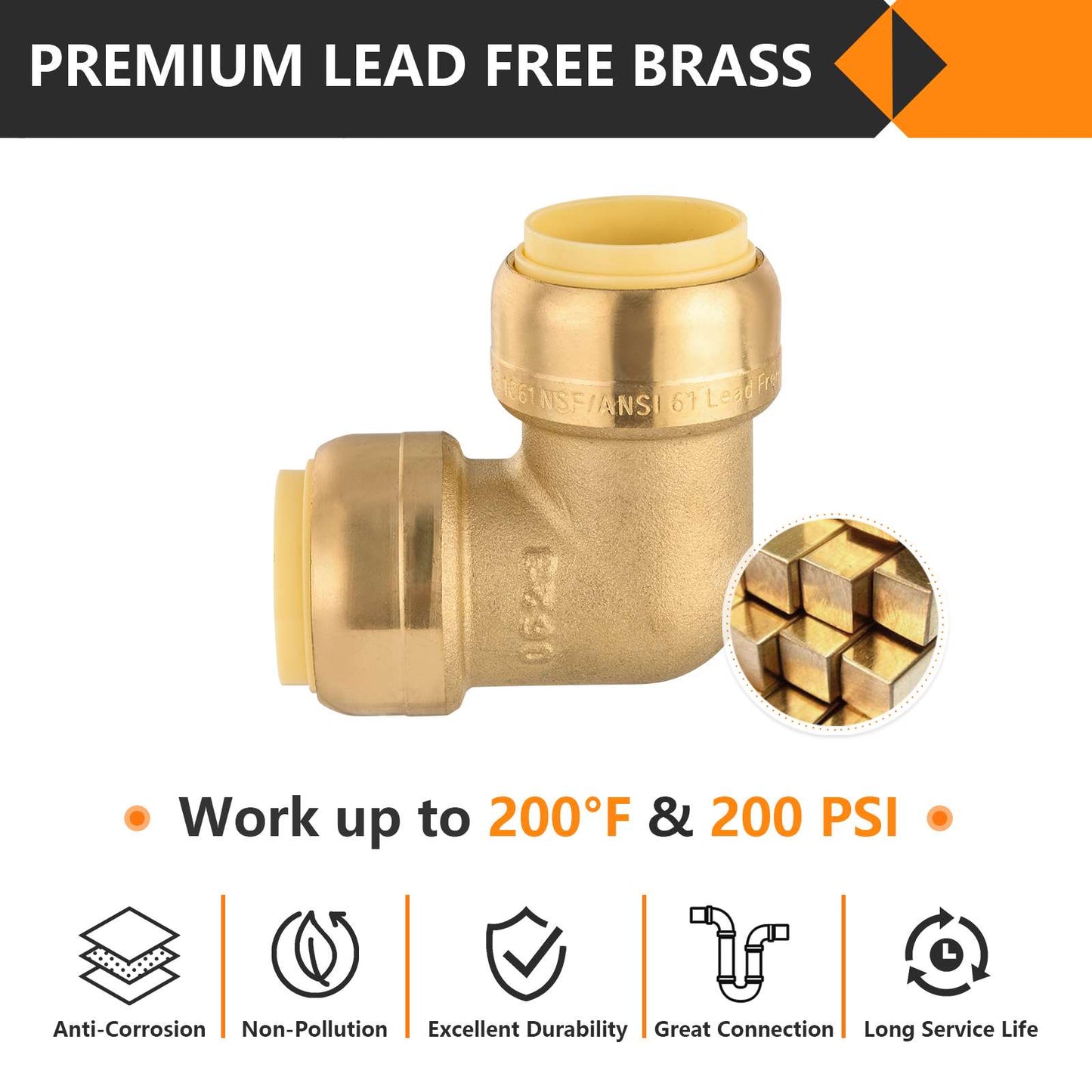 30 Pcs 1/2" x 1/2" Push Fit Elbow