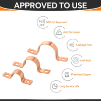 10 Pack 1" Copper Pipe Straps, Two Hole Plumbingsell