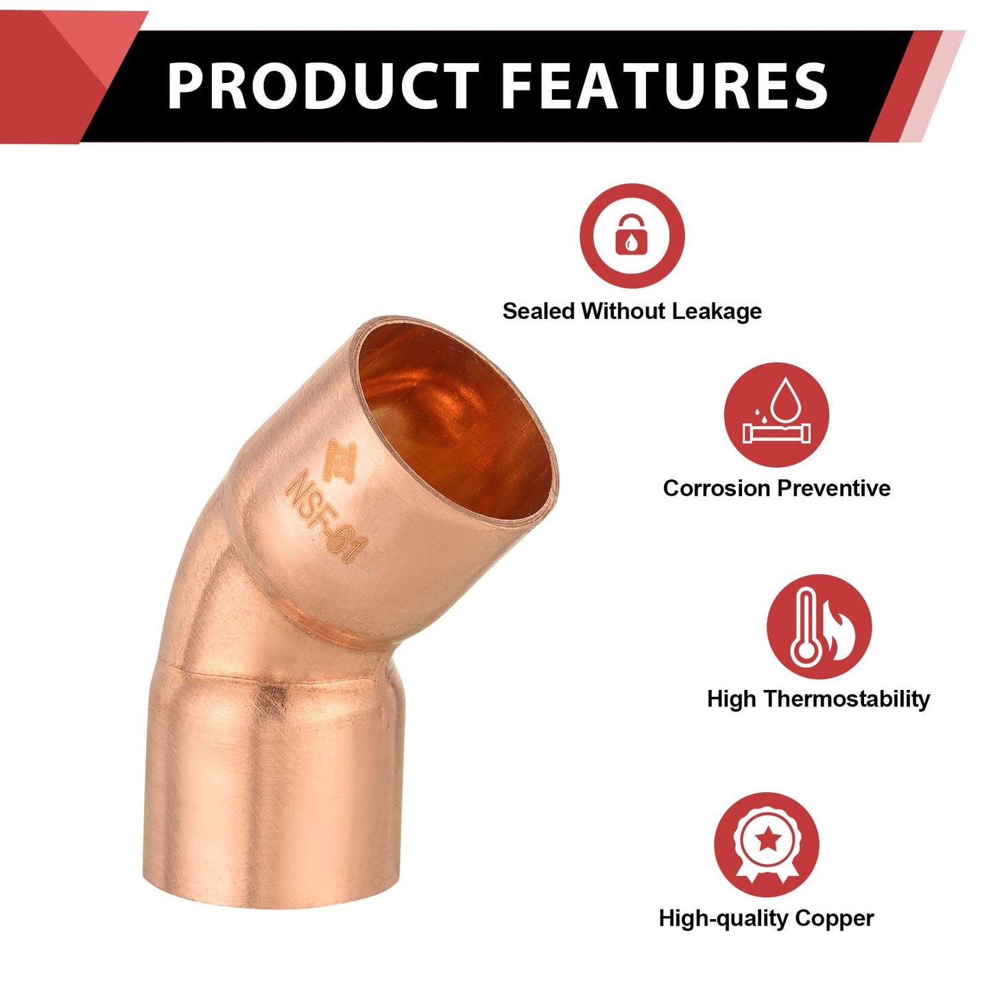 30 Pcs 1-1/4" 45º Copper Elbow at Wholesale Price
