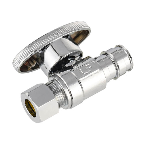 10 Pcs 1/2" PEX Expansion x 3/8" OD Compr. Straight Stop Valve, 1/4 Turn (Lead Free) Plumbingsell
