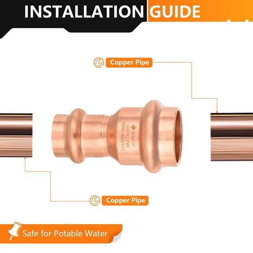 3/4" x 1/2" Copper Press x Press Coupling NO Stop (Lead Free) Plumbingsell