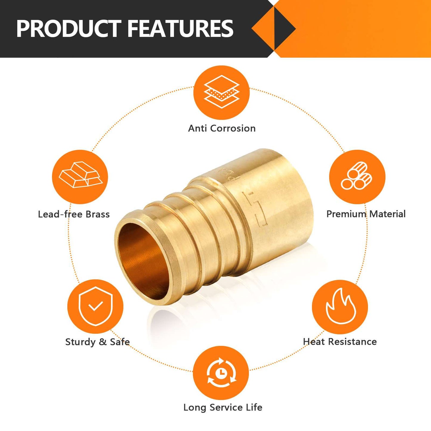 PEX-B Crimp 1" PEX x 3/4" Female Copper Sweat Sweat Coupling (Lead Free)