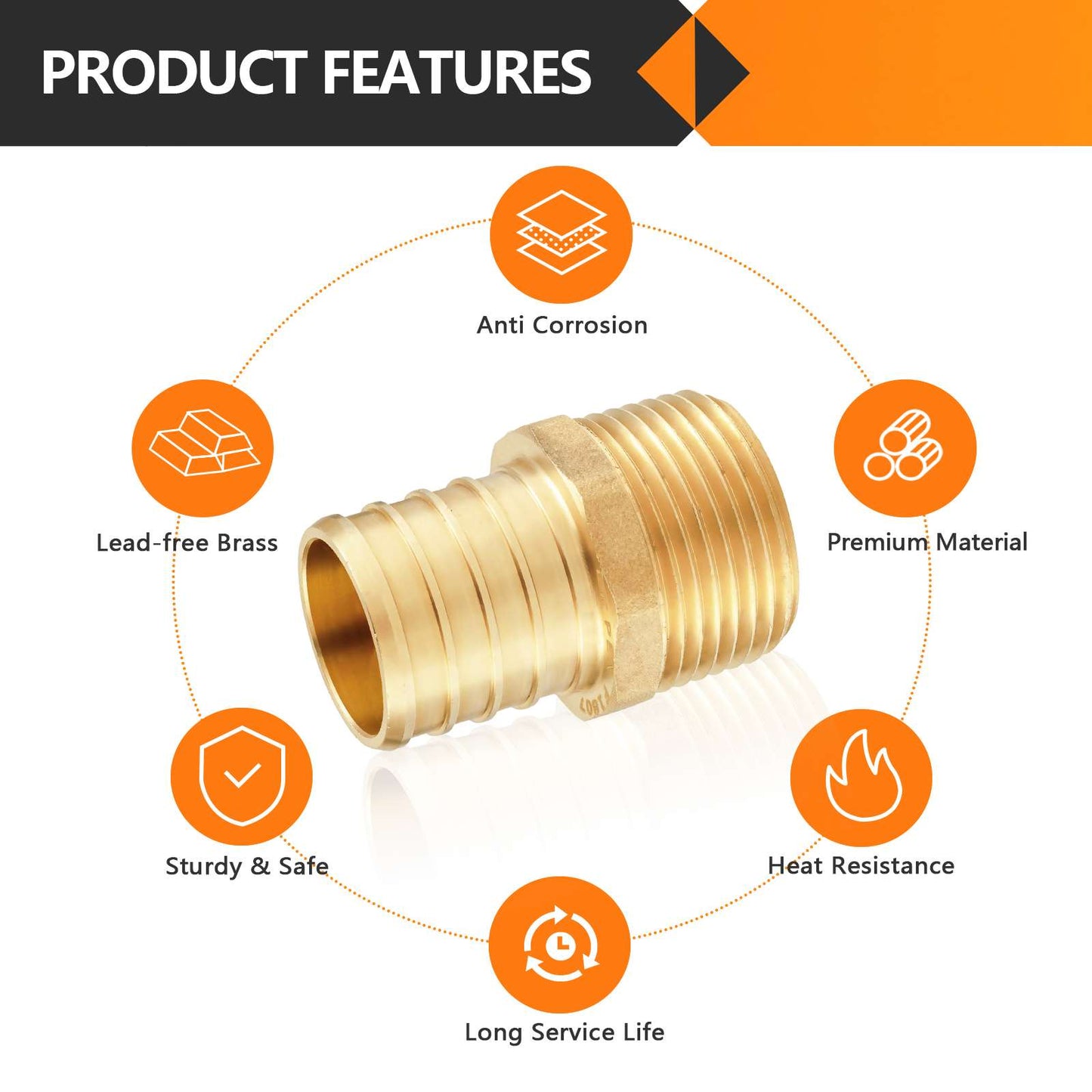 30 Pcs PEX-B Crimp 1" PEX x 3/4" Male Threaded Adapter (Lead Free)