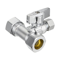 10 Pcs 5/8" OD Compr. x 5/8" OD Compr. x 3/8" OD Compr. Tee Stop Valve, 1/4 Turn (Lead Free) Plumbingsell