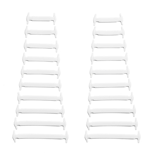 White Stretchy Tieless Silicone Elastic Shoelaces | 20 Straps The Original Stretchlace