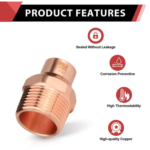 30 Pcs 1/2" C x 3/4" MNPT Copper Male Adapter at Wholesale Price