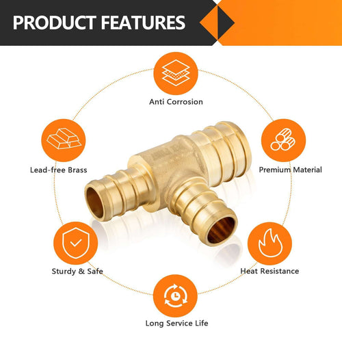 PEX-B Crimp 3/4" PEX x 1/2" PEX x 1/2" PEX Reducing Tee (Lead Free) Plumbingsell