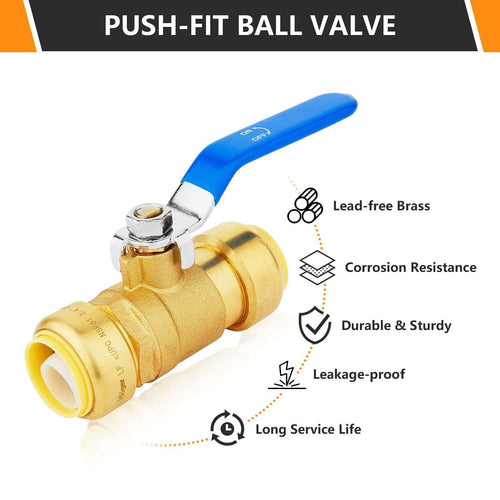 3/4" Push Fit Ball Valve, Blue (Lead Free) Plumbingsell