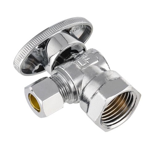 1/2" FIP x 3/8" OD Compr. Angle Stop Valve, 1/4 Turn (Lead Free)