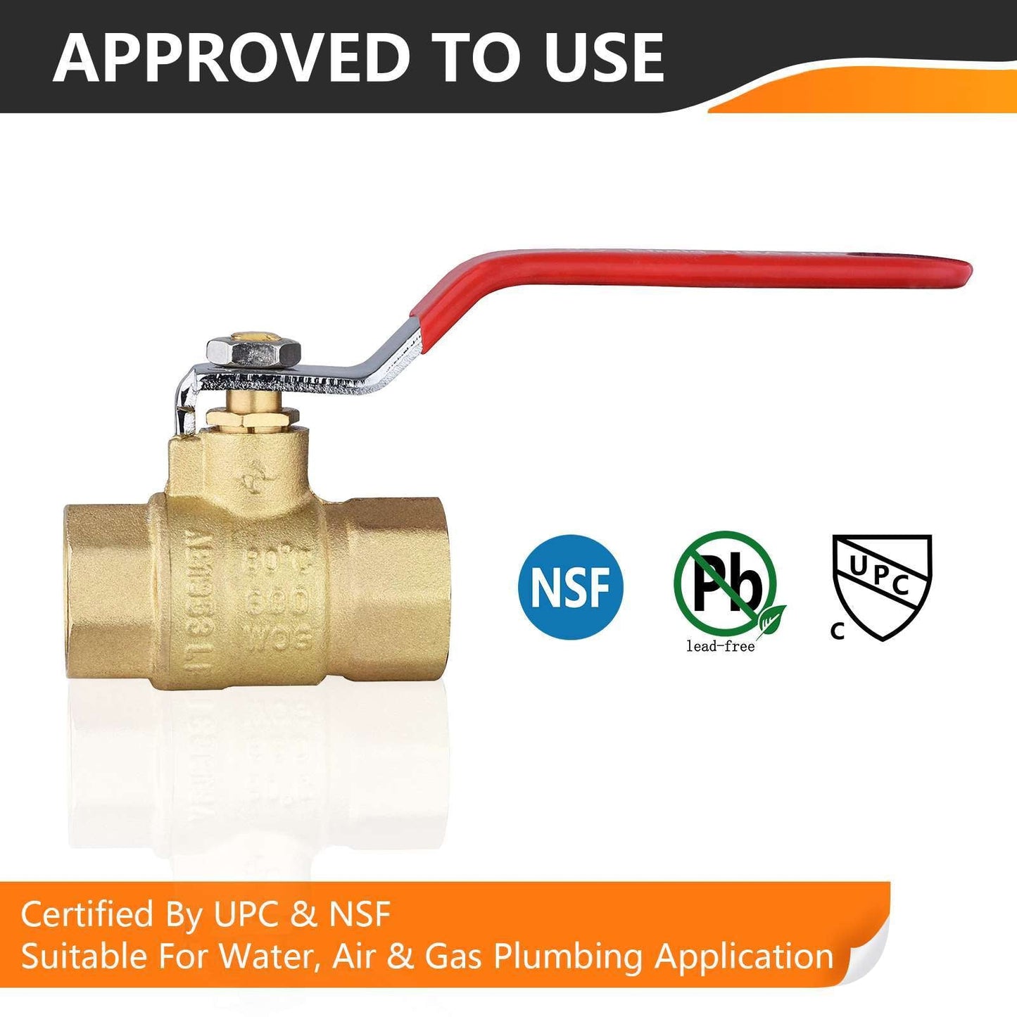 10 Pcs 3/4" FNPT Ball Valve, Red (Lead Free)