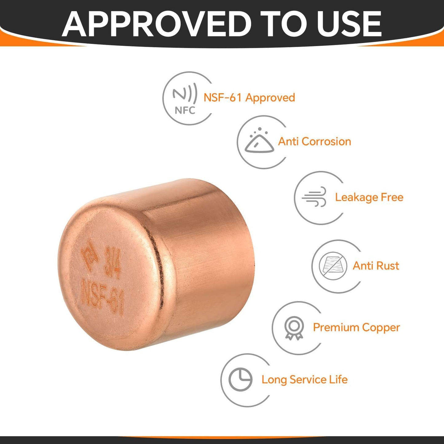Pro 50 Pack 1/2" Solder Copper Pipe End Cap (Plug)