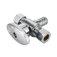 1/2" PEX Crimp x 3/8" OD Compr. x 3/8" OD Compr. Dual Outlet Angle Stop Valve, 1/4 Turn (Lead Free) Plumbingsell