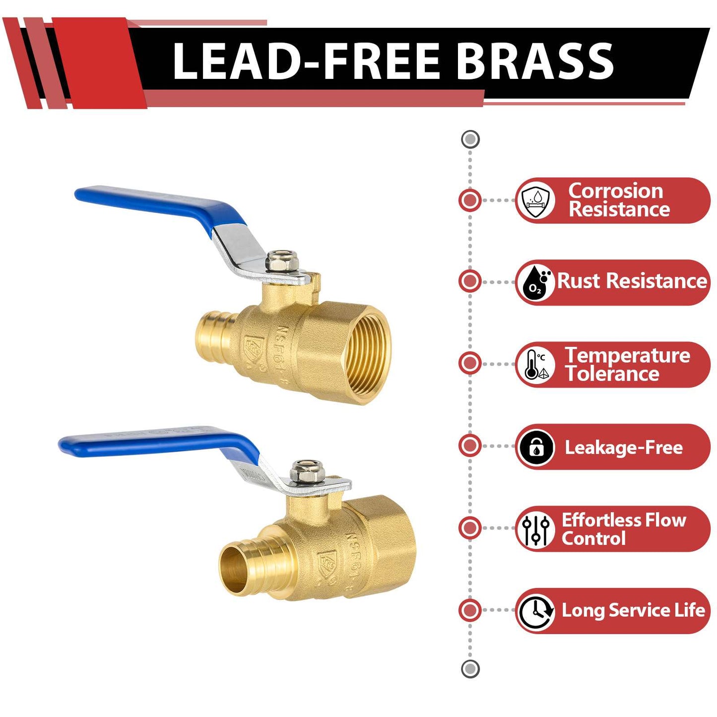 3/4" PEX Crimp X 3/4" FNPT Ball Valve, Blue (Lead Free)