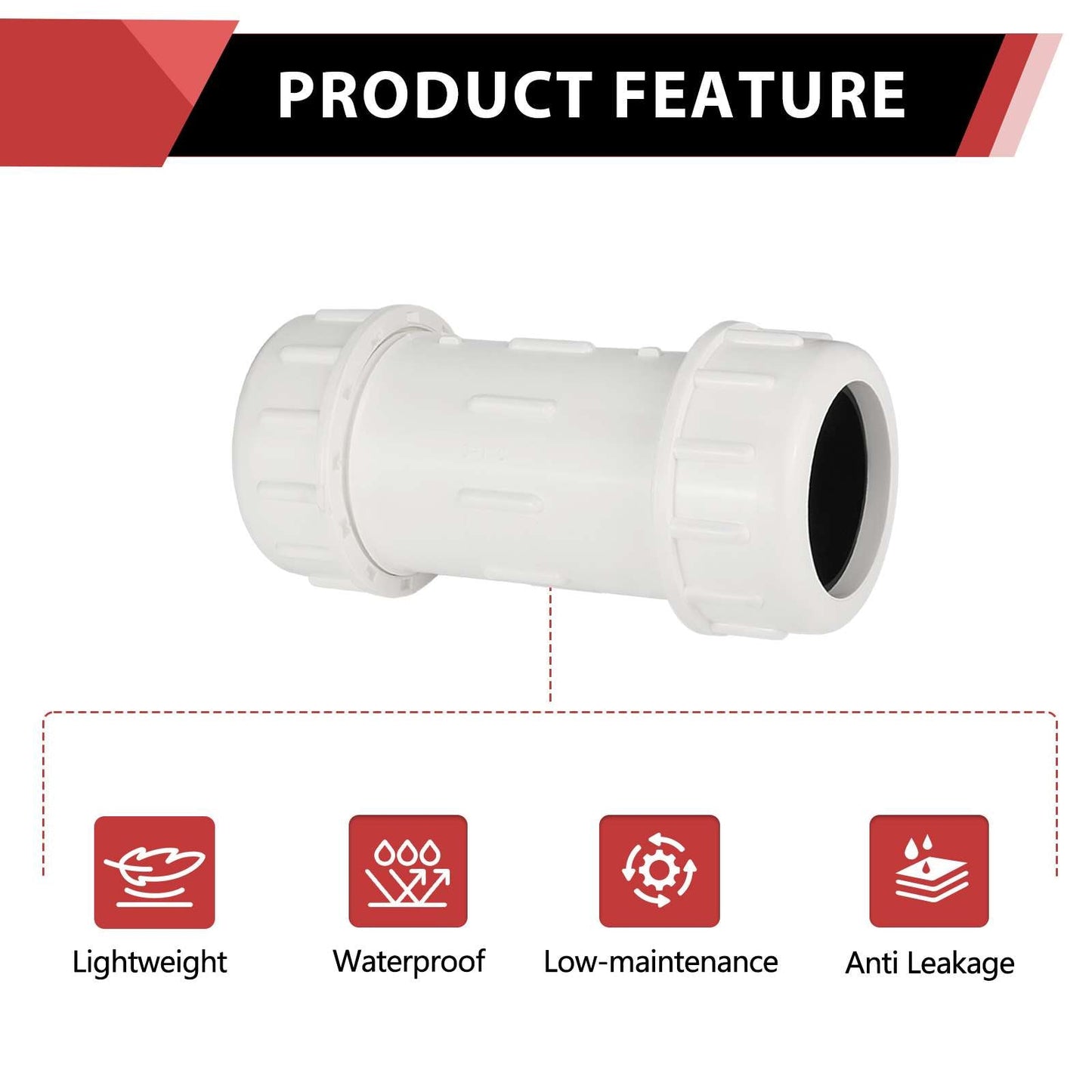 10 Pcs 1" PVC Compression Coupling